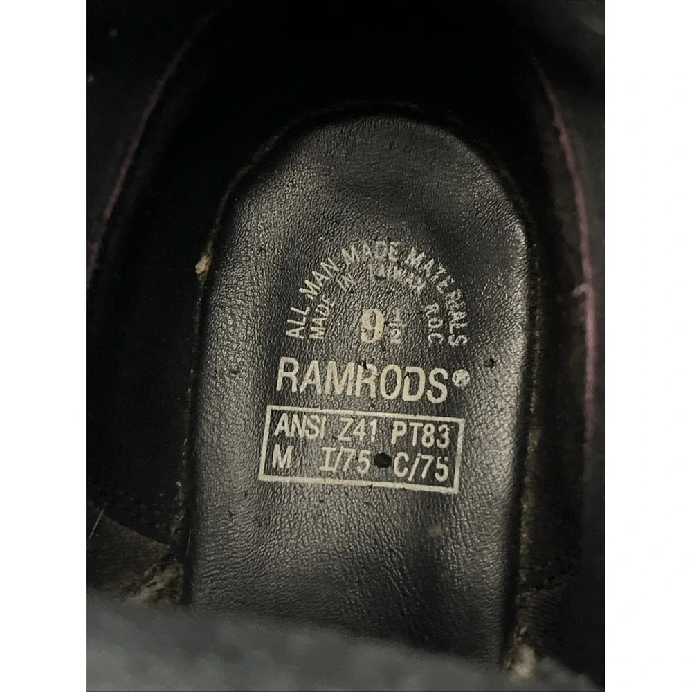 Ramrods Steel Toe Work Boots Black Leather Safety Mens Shoes Size‎ 9.5D 46797